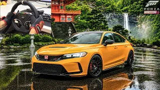 Honda Civic Type R Straight-Piped Driving on JP Road | Forza Horizon 6 | 4K Steering Wheel Gameplay