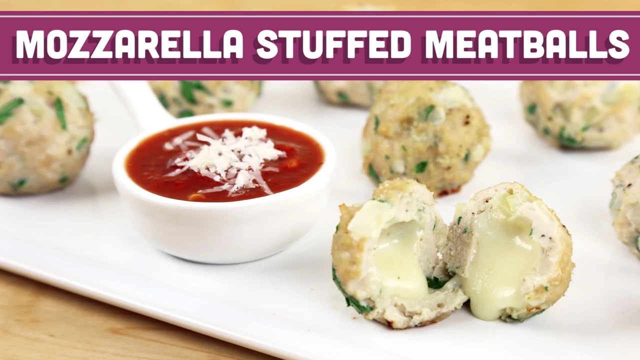 Easy Mozzarella Stuffed Meatballs - Low Fat - Mind Over Munch