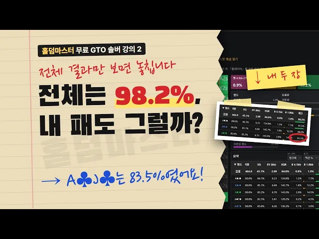 솔버 화면의 색깔과 숫자, 무슨 뜻일까? (빈도·EQ·EV) | 무료 GTO 솔버 사용법 2편