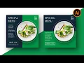 Social Media Banner Design For Food Menu Adobe illustrator Tutorial