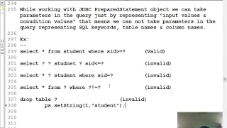 26 Advanced java tutorial JDBC PreparedStatement With or Without Parameters to SQL adv java