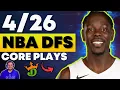 DraftKings NBA DFS Top Core Plays Winning Lineup Strategy for SUNDAY April 26th 2026