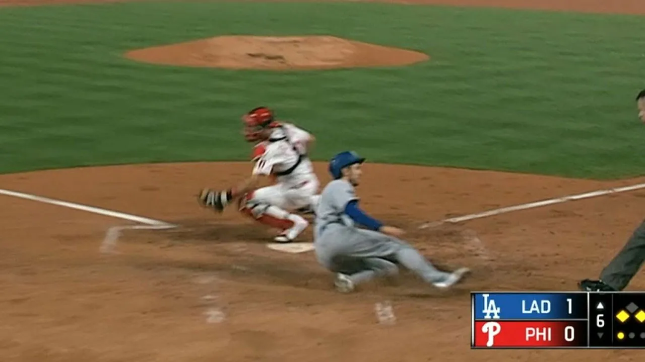 Smoothest slide of all-time?? Dodgers' Trea Turner pulls off the smooth slide while scoring!