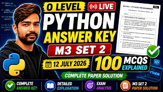 O Level Python Answer Key 12 July 2026 M3 Set 2 Paper Solution 12 July Python 100 MCQs Explained