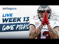 LIVE NFL WEEK 13 PICKS 2021 GAME PREDICTIONS PROPS PLAYS Q A BettingPros