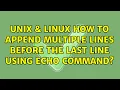 Unix Linux How to append multiple lines before the last line using echo command 2 Solutions