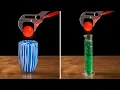 1000 C Red Hot Metal Ball vs Rubber Bands Hair Gel Balloon