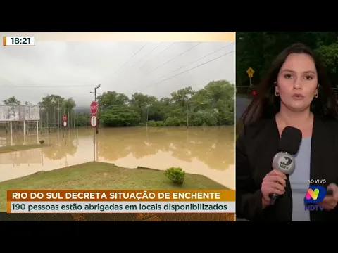 Rio do Sul decreta situação de enchente: 190 pessoas estão abrigadas em locais disponibilizados