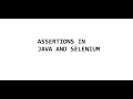 Assertion in Java Selenium