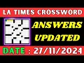 LA Times Crossword Clue Answers for Nov 27 2024 Solved