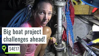 Crash! Boom! Bang! Taking the rudder shaft out of my sailboat becomes a HUGE CHALLENGE