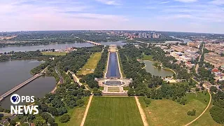 TIMELAPSE Lincoln Memorial Reflecting Pool refills with water after Trump paint job