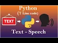 Text to Speech using Python 7 line code Python Project Beginner Project Python