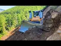 Expert LIEBHERR 746 Bulldozer in Action Built Road in Tough Conditions Cutting Hill Slope
