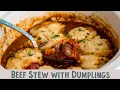 This slow cooker beef stew with dumplings is the ultimate cozy one-pot meal