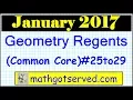 January 2017 Geometry Answers 25 to 29 NYS Regents Exam Common Core Solutions Worked Out Steps