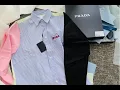PRADA Logo print contrast panel cotton oxford shirt Unboxing Review