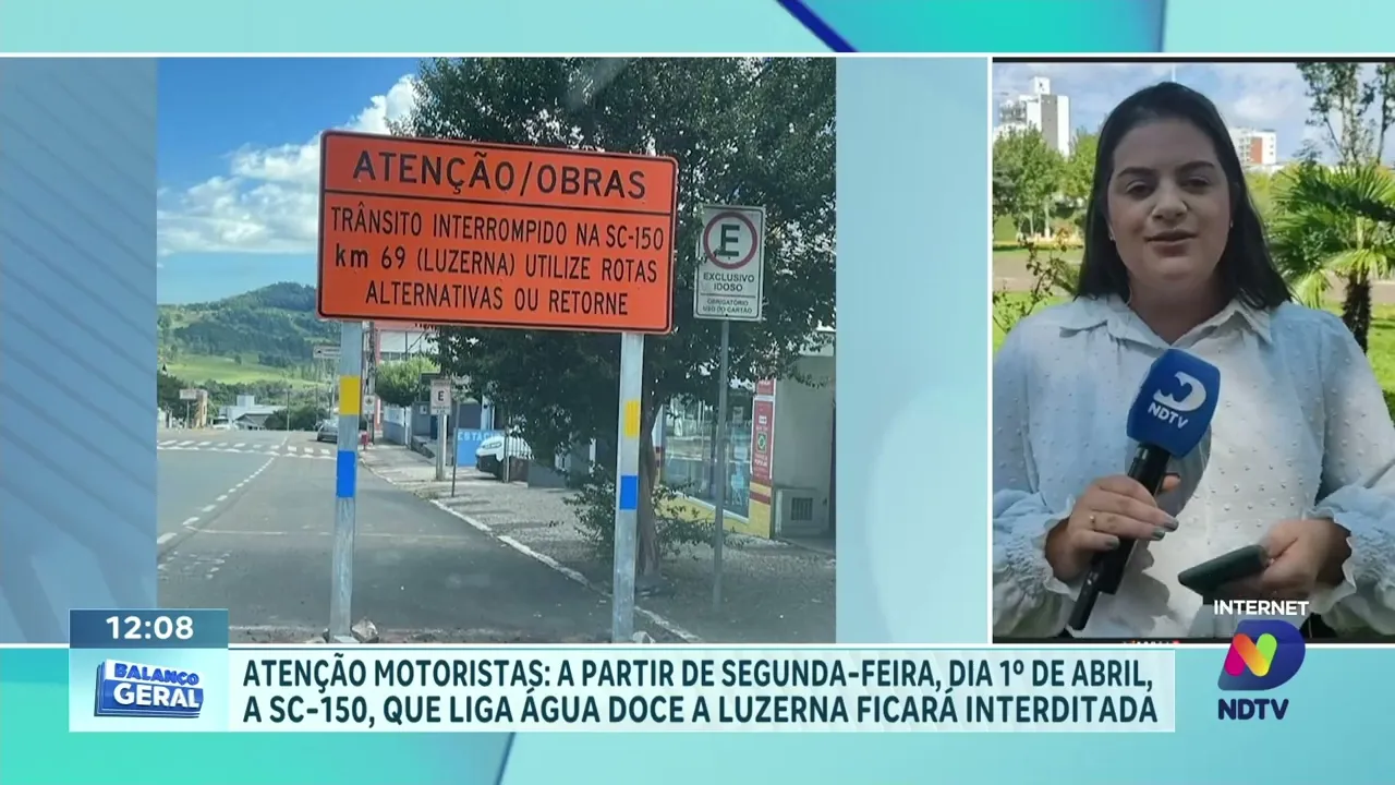 SC-150 sofrerá interrupção total por 30 dias na ligação de Água Doce a Luzerna