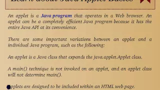 Learn about Java Applet Basics