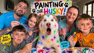 Painting Our Siberian Husky!😂. 