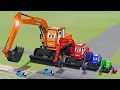 Lagu Big \u0026 Small Color Excavator Truck Lightning Mcqueen vs Trains Thomas | BeamNG.Drive