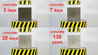 HYDRAULIC PRESS AGAINST CONCRETE OF DIFFERENT AGES