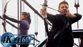 clint and kate bishop vs tracksuit bros car chase scene trick arrows no bgm hawkeye