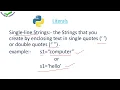 Literal in python String Literals and its types and example