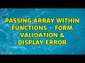 Passing array within functions - form validation display error