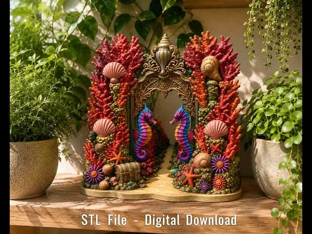 Coral Seahorse Fantasy Gateway STL File for 3D Print video thumbnail