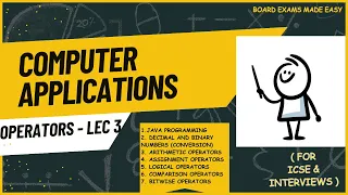 OPERATORS IN JAVA DECIMAL TO BINARY INTERCONVERSION COMPUTER APPLICATIONS ICSE LEC-3