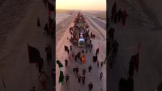 فرو إلى الحسين تصوير جوي زوار الحسين طريق المشاية زيارة الاربعين 