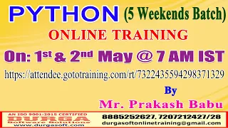 PYTHON 5 Weekends Batch Online Training DURGASOFT
