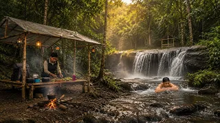 Solo Camping by a Hidden Waterfall | Cooking & Relaxing in Nature