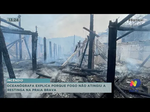Oceanógrafa explica porque fogo não atingiu a restinga na Praia Brava
