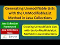 Generating Unmodifiable Lists with the UnModifiableList Method in Java Collections