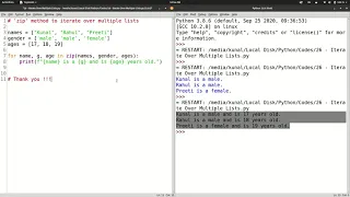 Iterate over multiple Lists at the same time using zip method in Python