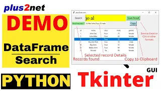 DEMO of Saving copy to click board selecting rows of filtered Treeview from DataFrame