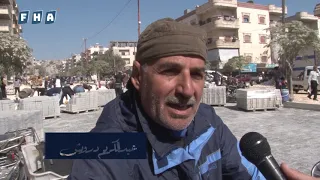 استكمال أعمال رصف شارع الفيلات في مدينة عفرين بحجر الانترلوك وإعادة تأهيل الأرصفة والمنصفات 