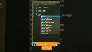 Calendar Using Python Programming VS code NIIN KM