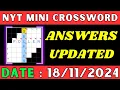 Today s NYT Mini Crossword Clue Answers November 18 2024 SOLVED