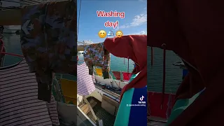 Washing day on the boat! 😊⛵️🌞 #liveaboard #sailinglife #żeglarstwo #aroundtheworld #sailing