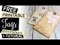 FREE printable Tags with Pockets - gift tags or for junk journal FREEBIE