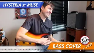 Download Hysteria | Muse - Bass Cover Tutorial (at 85% Speed) and Tablature MP3