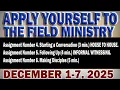 APPLY YOURSELF TO THE FIELD MINISTRY DECEMBER 1-7 2025 CHRISTIAN LIFE AND MINISTRY MEETING