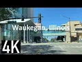 Driving in Gurnee Waukegan Illinois 4K - Tri-State Tollway I-94 Gurnee and Downtown Waukegan