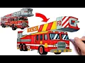 How to draw a FIRE TRUCK Simplified Drawing and Coloring Pages Tim Tim TV