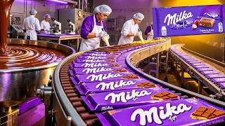 كيف يتم تصنيع شوكولاتة ميلكا داخل المصنع                           دندنها