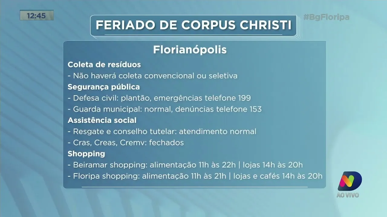 Corpus Christi: saiba o que funciona e os horários dos serviços no feriado