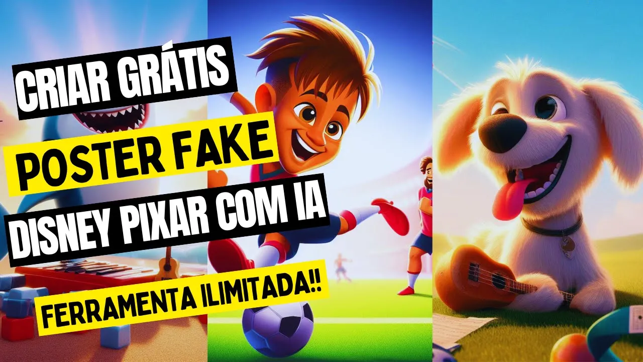 COMO CRIAR POSTERS FAKE ESTILO PIXAR DISNEY GRÁTIS ILIMITADOS COM INTELIGÊNCIA ARTIFICIAL